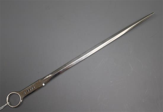 A George III silver meat skewer and a silver paper knife.